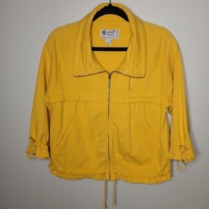 Vintage Oneworld Mustard Yellow Cotton Utility Jacket Drawstring Waist